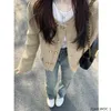 Kvinnorjackor 2023 Autumn Short Coats Ytterkläder High Street Söta flickor Fashion Tickets Double Button Chic Korean