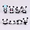 Decoratieve beeldjes 8pcs/veel schattige panda figurine miniatuur standbeeld decoratie mini fairy tuin stripje karakter dierenhars ambacht