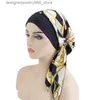 Hoofddeksels Haaraccessoires Vrouwen Gedrukt Pre-tie Hoofddoek Elastisch Moslim Vrouwelijke Tulband Kanker Chemo Hoed Haaruitval Cover Hoofd Wrap Hoofddeksels Stretch Bandana Q231005