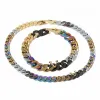 Europa America Style Halskette Armband Männer mehrfarbige Hardware gravierte V -Initialen Musterkette Links Patches Schmucksets M69462