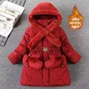 Daunenmantel Winterjacke für Mädchen, warm, winddicht, Oberbekleidung mit Kapuze, Reißverschluss, Pelzkragen, Prinzessinnenmantel, 5 6 7 8 9 10 12 Jahre Kinderkleidung 231005