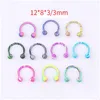 Nose Rings Studs Fashion Mixd Color 8Mm Stainless Steel Nose Rings Lip Nail Body Clip Hoop Women Septum Piercing Jewelry Party Gift Dh2Kd