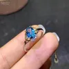 NEUESTER Stil ozeanblauer natürlicher Topas-Ring aus 925er Sterlingsilber, zertifizierter natürlicher Edelstein, reiner, sauberer Ring, Verlobungsring, Mädchengeschenk319f