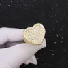 Fashion Style Heart Shape Gold Plated 925 Sterling Silver Baguettes Moissanite Diamond Ring for Hip Hop Jewelry