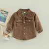 Jackets Autumn Kids Shirt Turn-Down Collar Jacket Boys Fashion Retro Jeans Coats Little Boys Brown Denim Outerwear Costume 231005