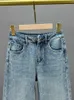 Frauen Jeans DEAT Hohe Taille Voller Diamanten Waschen Do Alte Lange Gerade Breite Bein Denim Hosen 2023 Herbst Mode 29L1835 231005