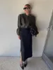 Женские куртки 2023, осенние винтажные модные серые бомберы из искусственной кожи Y2K, уличная одежда, элегантные тонкие короткие пальто на молнии с воротником-стойкой