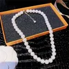 Pendant Necklaces Round Glass Pearl Necklace Luxury Trendy Clavicle Chain Short Accessories Jewelry Women Engagement Gifts 2023