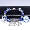Charm Bracelets Fashion Blue European Big Hole Beads ZETA PHI BETA Bracelet University Greek Society Sorority Jewelry Bangle