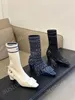 Belle Vivier Women Lacquer Buckle Patent Leather Socks 부츠 디자이너 클래식 스퀘어 발가락 하이힐 신발 35-41