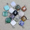 Pendant Necklaces Selling Natural Stone Square Necklace Crystal Quartz Agates Sodalite Howlite Reiki Charm Jewelry Making Accessorie 30Pcs