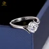 Fabrieksgroothandelsprijs 925 zilver 1ct ronde moissanite verlovingsbruiloft aanpasbare ringen fijne sieraden dames