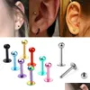 Neusringen Studs 10 Stuks Bal Titanium Roestvrij Staal Labret Lip Stud Kin Wenkbrauw Neusring Bar Tragus Piercing Lichaam sieraden Drop De Dhc9B