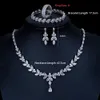 Set di gioielli da sposa Ekopdee Luxury Brilliant Cubic Zirconia Collana Set Orecchini Anelli Donna CZ Light Drop Set di gioielli da sposa da sposa 231005