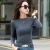 Tricots pour femmes Tees GIGOGOU S-3XL Femmes Pull de base 95% Coton Pull Top Tee-shirt Chic À Manches Longues Femme Jumper Slim Fit T-shirts 231011