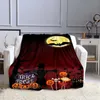 Koce Halloween Cartoon 3D dziewczyna dynia latarnia chłopiec prezent flanelowa sofa sofa łóżko domowe podróż domek przenośna sypialnia zima ciepły koc 230928