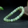 Natural Jade Qing Water Material Old Type Pärlor Handsträng Rundkärl Utsökta elegansarmband Handring av fina juveler