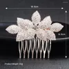 헤어 클립 8-Teeth Girl 's Comb Metal Crystal Flower Flower 웨딩 드레스 치마를위한 보존