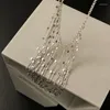 Kedjor Kinel 925 Sterling Silver Original Certifierad Tassel Long Pendant Necklace For Women Simple Fashion Korean smycken Tillbehör