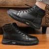 Boots Men's Motorcycle Casual Comfortable PU Leather Ankle Outdoor Platform High Top Fashion British Sneakers 230928