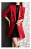 Damenanzüge Herbst Schwarzer Blazer Frauen Rot Lange Ärmel Temperament Business Zweireiher Mode Büro Eleganter brauner Anzug Trenchcoat