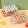 Küchenaufbewahrung, Eierhalter für Kühlschrank, große Kapazität, doppelschichtige Frischebox, stapelbarer Behälter