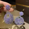 Dangle Küpe Tasarımı Mor Kristal El Yapımı Yüksek Kaliteli İfade Moda Rhinestone Mücevher Aksesuarları Kadınlar İçin