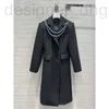 Women's Cape designerQuality Celebrity Style Waistband Bead Chain Hanging Decoration Long Suit Woolen Coat HP4Q