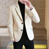 Garnitury męskie Wysokiej jakości elegancka moda wełniana młodzieżowa firma Casual wywiad Work Partionsmen Dress Gentleman Up Jacket