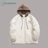 Men S Down Parkas Men Splice de chapeau en laine d'agne