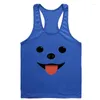 Homens Tank Tops Kawaii Cartoon Dog Face Impresso Ginásio T-Tanque Top Homens Moda Mulheres MenFemale Bonito Gráfico