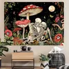 Tapeçarias Cogumelo Crânio Tapeçaria Pendurado Esqueleto Floral Estético Decoração Trippy Planta Natureza Arte Decoração de Quarto 230928