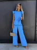 Kobiety Jumpsuits Rompers Summer Women's Jumpsuits swobodne mryszczki o nokreniu biuro biuro dama szeroka noga zaoferowanie 2023 eleganckie solidne kombinezon kombinezon kombinezonu 231005