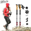 Trekking Poles Carbon Fiber or Aluminum Alloy Quick Lock Pole Hiking Collapsible Stick Nordic Walking Climbing 231005