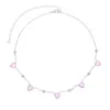 Choker Micro Pave Clear Cz 5 PCS Big Heart Shaped Stone Birthstone Paved Pastel Colorful Charm Necklace Fashion Women Jewelry