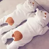 Rompertjes 0-12Months geboren baby jongen meisje kinderen beer hooded romper jumpsuit bodysuit kleding outfits speelpakje met lange mouwen outfit 230928