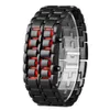 Moda masculina relógio masculino relógios de pulso digital de metal completo vermelho led samurai para homem menino esporte simples relógios relogio masculino1309w