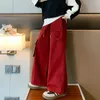 Trousers Girls Cargo Pants Autumn Cotton Casual School Kids Trousers Red Loose Children's Clothing 10 12 13 14 Years Teens Pants 231005