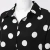 Basic Casual Jurken Blouses Dames Zomer Trend Effen Polka Dot Printing Sexy Shirt Jurk Losse Mode Kraag Zak 231005