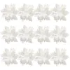 Decorative Flowers TOYANDONA 12pcs Christmas Floral Decoration Glitter Poinsettia For Home Party Ornaments With Fixing Clips And Gift