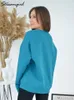 Felpe con cappuccio da donna Felpe autunno pullover in cotone oversize da donna O collo sciolto manica lunga top solido felpa oversize verde per 230928