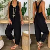 Women's Jumpsuits Rompers 80% HOT SALESWomen Solid Color Bib Overall Sleeveless Backless Knotted Jumpsuit DungareesL231005