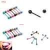 Anelli per lingua 7 pezzi in acciaio inossidabile placcato colori misti Anelli per lingua piercing gioielli per il corpo Consegna di goccia Dh5Gw