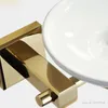 Seifenschalen Toilettenseifenregal Home Punch-Free Gold Messing Zinklegierung Glaskeramik Einzelschalenablauf Nordic Wand-Seifenschale 230926