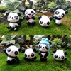 Dekorativa figurer 8st/mycket söt panda figurminiatyr staty dekoration mini fairy trädgård tecknad karaktär djur harts hantverk