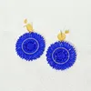 Dangle Earrings Beaded Roundness Hollow Out Royal Blue Fashion Simple Geometry Hand Knitting Bohemia Crystal Alloy Rice Bead