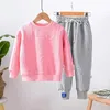 Clothing Sets Boy Girls Sweatshirt Spring and Autumn Clothing Junior kid Fashion Jacquard Letter Long Sleeve Top Sweatpants 2 Pcs Set 3-12Y 231005