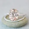 Anneaux de mariage femmes alliage ensemble proposition d'anniversaire clair énorme Morganite 2 pièces taille 6-10 fête d'anniversaire cadeaux de fiançailles Ring261u