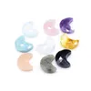 Pendant Necklaces 5 Pcs Moon Shape Faceted Random Healing Crystal Stone Pendants Agate Charms For Making Jewelry Necklace Gift