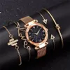 Mode Armband Horloges Dames 5 Stuks Set Luxe Rose Goud Dame Horloges Sterrenhemel Magneet Gesp Gift Horloge voor Vrouwelijke 201204219n